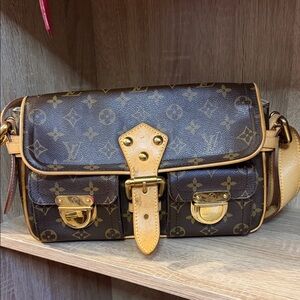 Louis Vuitton Brown Monogram Bag with Gold Accents